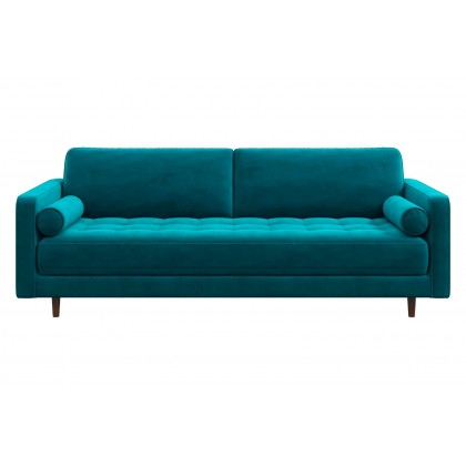 Ashcroft Anthony Pillow Back Velvet Sofa - Teal