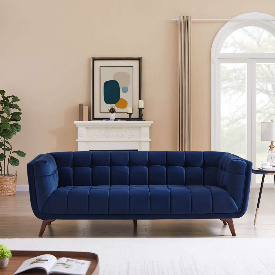 Ashcroft Addison Large Velvet Sofa - Navy Blue