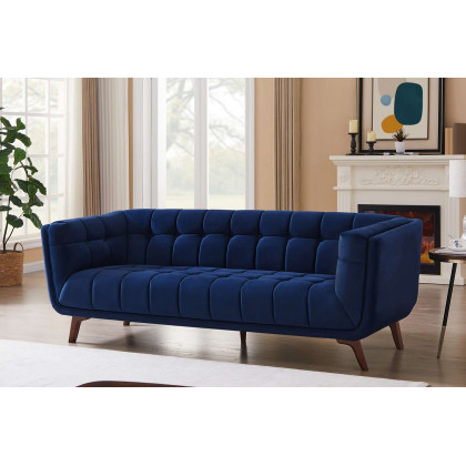 Ashcroft Addison Large Velvet Sofa - Navy Blue