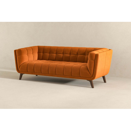Ashcroft Addison Large Velvet Sofa - Burnt Orange