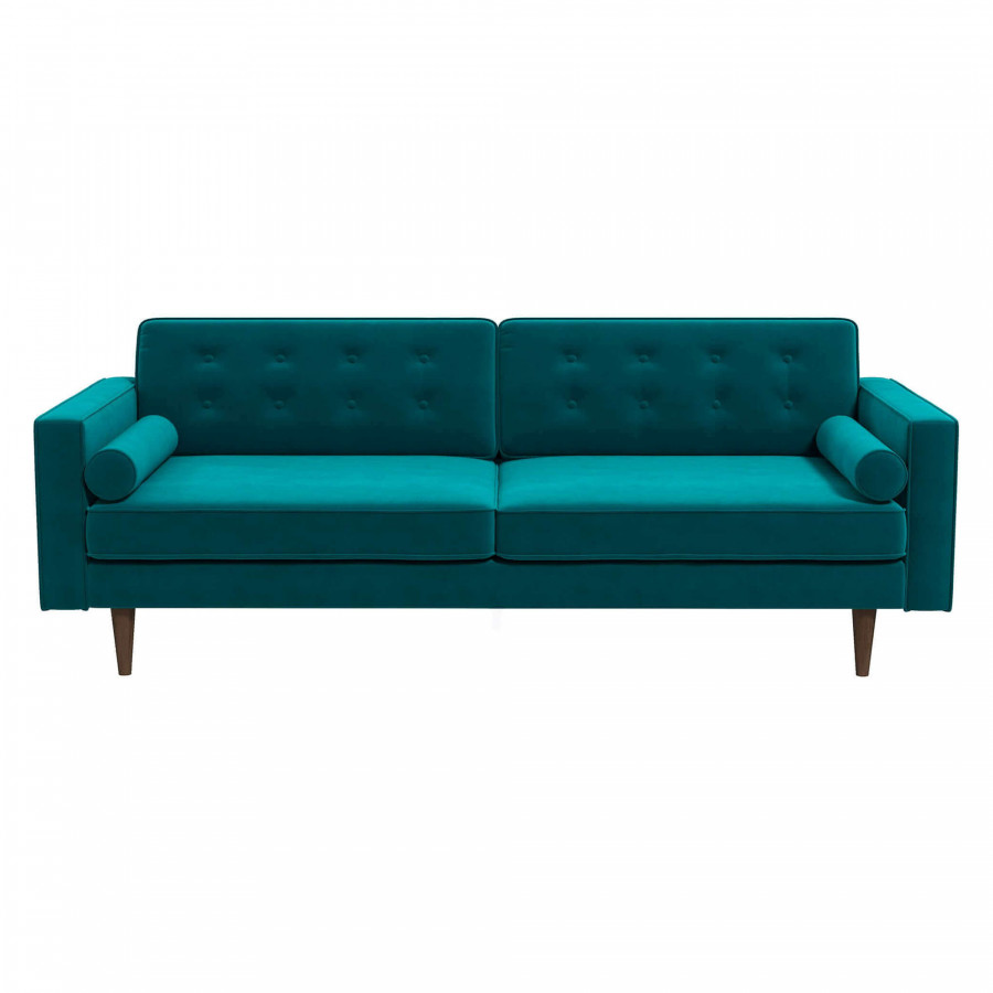 Ashcroft Casey Mid-Century Modern Velvet Sofa - Teal