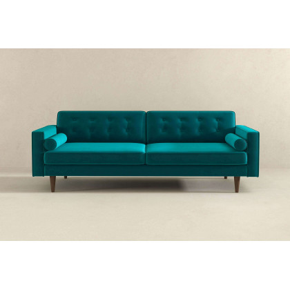 Ashcroft Casey Mid-Century Modern Velvet Sofa - Teal