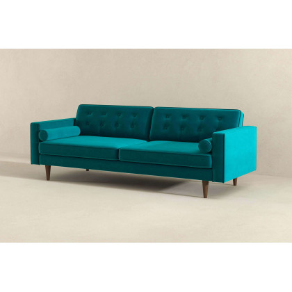 Ashcroft Casey Mid-Century Modern Velvet Sofa - Teal