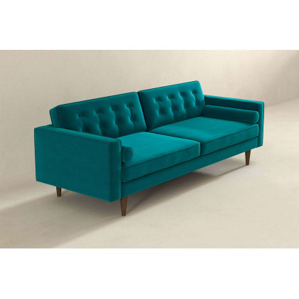 Ashcroft Casey Mid-Century Modern Velvet Sofa - Teal