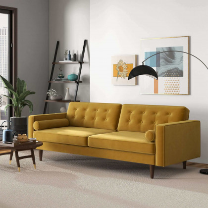 Casey Mid Century Modern Velvet Sofa – Gold