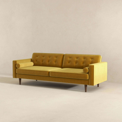 Casey Mid Century Modern Velvet Sofa – Gold