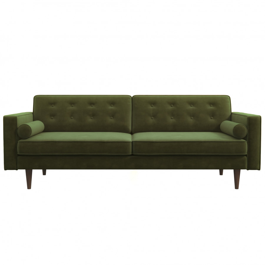 Casey Mid Century Modern Velvet Sofa - Olive Green
