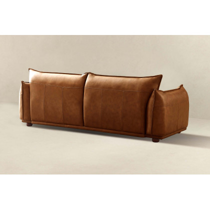 Ashcroft Emma Mid-Century Modern Luxury Leather Sofa - Cognac