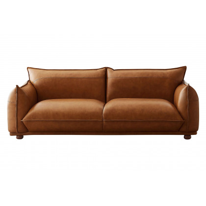 Ashcroft Emma Mid-Century Modern Luxury Leather Sofa - Cognac