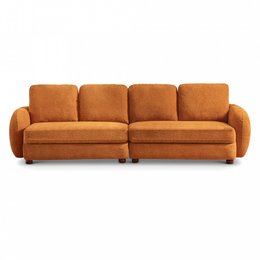 Ashcroft Paton 114.5" Boucle Fabric Sofa - Orange