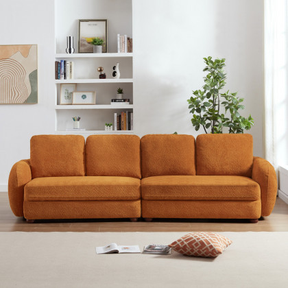 Ashcroft Paton 114.5" Boucle Fabric Sofa - Orange