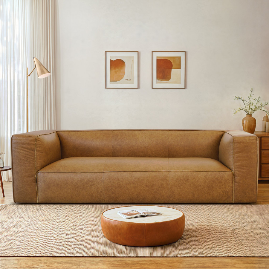 Ashcroft - Colton Tan Leather Sofa