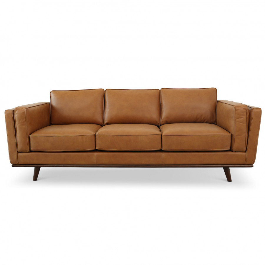 Ashcroft - Chase Mid Century Modern Genuine Leather Sofa