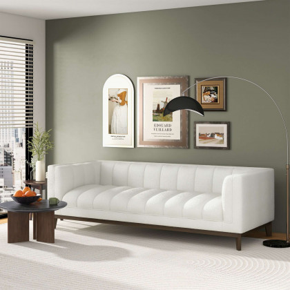 Ashcroft Melissa Mid-Century Modern Sofa - White Boucle
