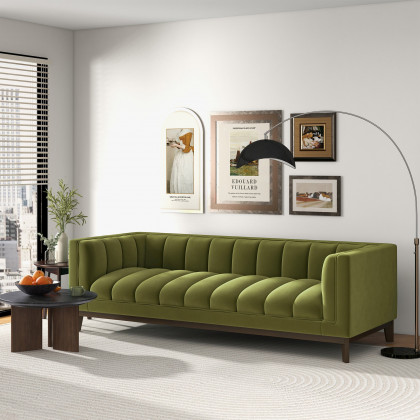 Ashcroft Melissa Mid-Century Modern Sofa - Green Velvet