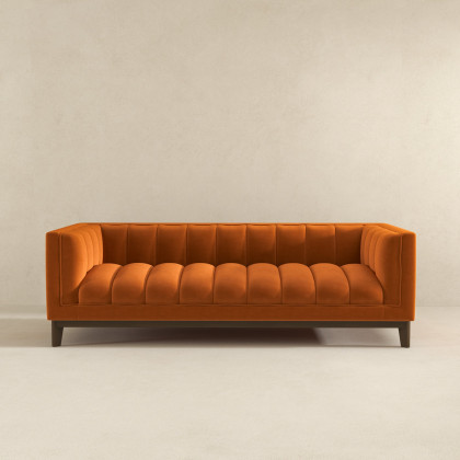 Ashcroft Melissa Mid-Century Modern Sofa - Orange Velvet