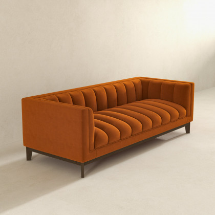 Ashcroft Melissa Mid-Century Modern Sofa - Orange Velvet