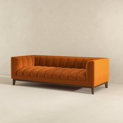 Ashcroft Melissa Mid-Century Modern Sofa - Orange Velvet
