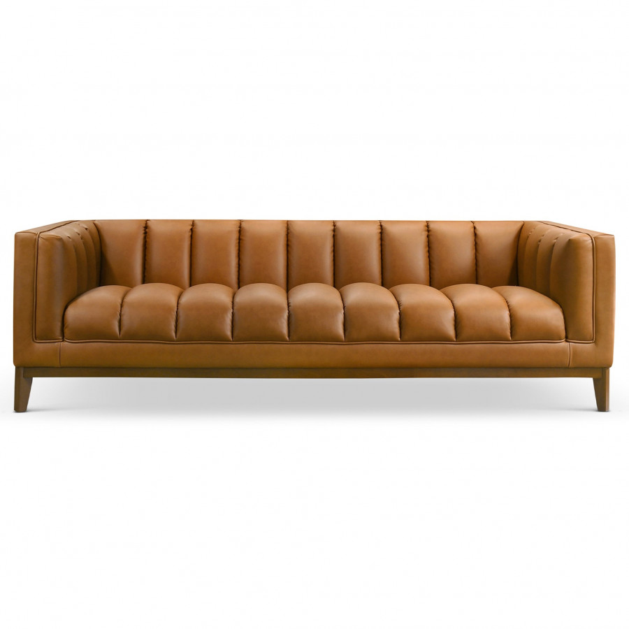 Ashcroft Melissa Mid-Century Modern Sofa - Cognac Vegan Leather