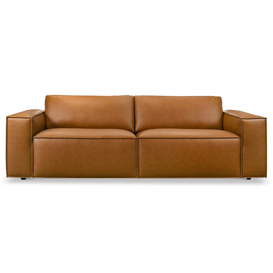 Ashcroft - Uvalde Mid-Century Modern Vegan Leather Luxurious Sofa