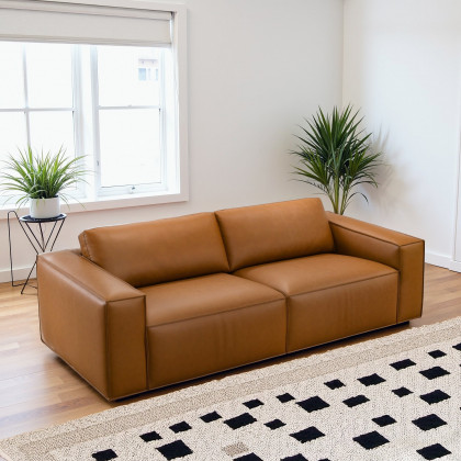 Ashcroft - Uvalde Mid-Century Modern Vegan Leather Luxurious Sofa