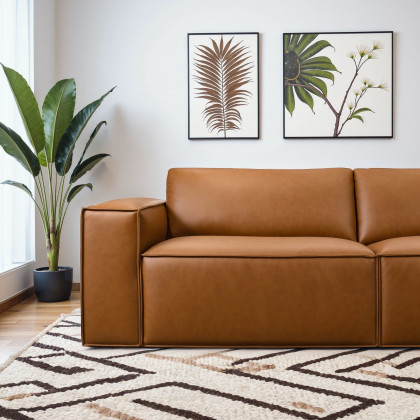 Ashcroft - Uvalde Mid-Century Modern Vegan Leather Luxurious Sofa