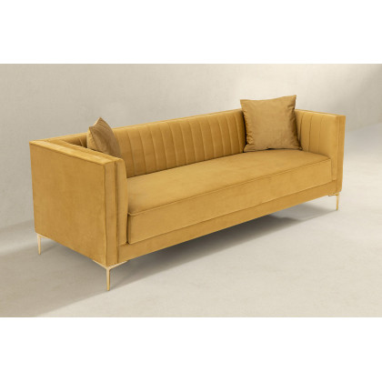 Ashcroft Angelina 91" Velvet Sofa - Yellow