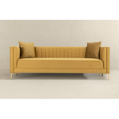 Ashcroft Angelina 91" Velvet Sofa - Yellow