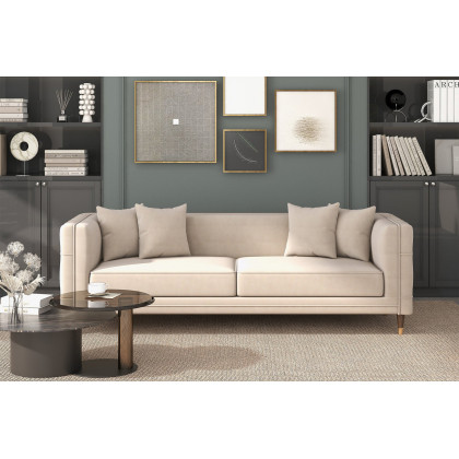 Ashcroft Edward Velvet Sofa - Light Cream