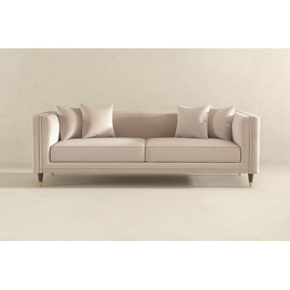 Ashcroft Edward Velvet Sofa - Light Cream