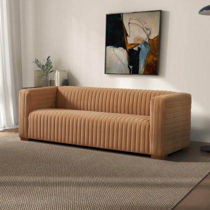 Ashcroft Elara Velvet Sofa – Mocha