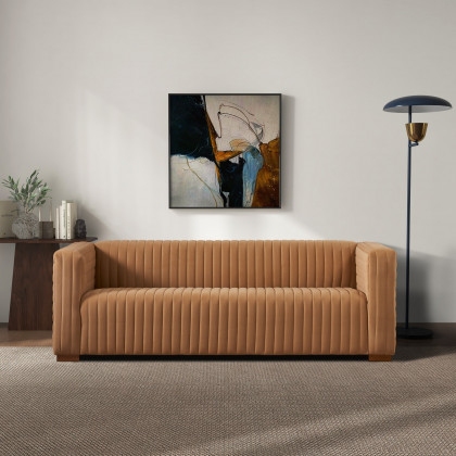 Ashcroft Elara Velvet Sofa – Mocha
