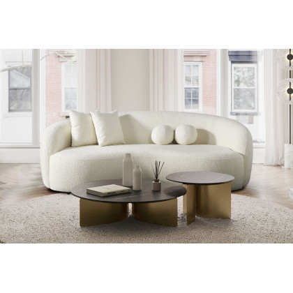 Ashcroft Drake Japandi Style Curvy Boucle Sofa - Ivory