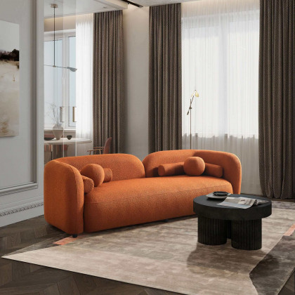 Ashcroft Donna Japandi Style Boucle Sofa - Orange