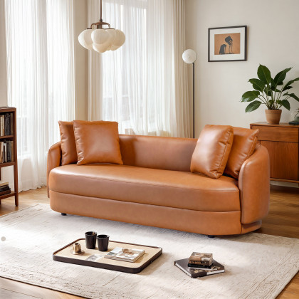Ashcroft Dylan Modern Sofa – Cognac Leather
