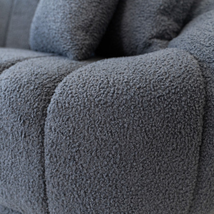 Ashcroft Maximilian Modern Japandi Style Tight Back Boucle Couch - Gray