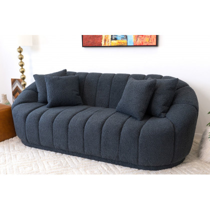 Ashcroft Maximilian Modern Japandi Style Tight Back Boucle Couch - Gray