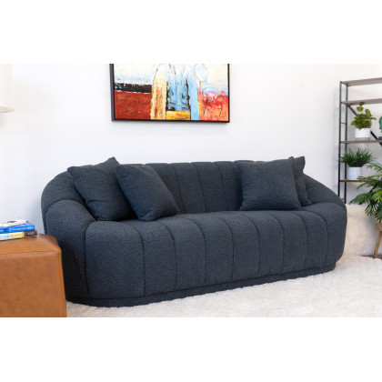 Ashcroft Maximilian Modern Japandi Style Tight Back Boucle Couch - Gray