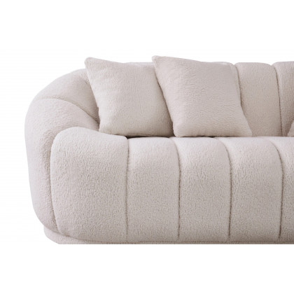 Ashcroft Maximilian Modern Japandi Style Tight Back Boucle Couch - White