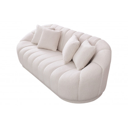 Ashcroft Maximilian Modern Japandi Style Tight Back Boucle Couch - White