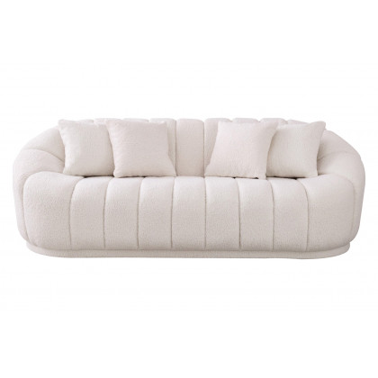 Ashcroft Maximilian Modern Japandi Style Tight Back Boucle Couch - White