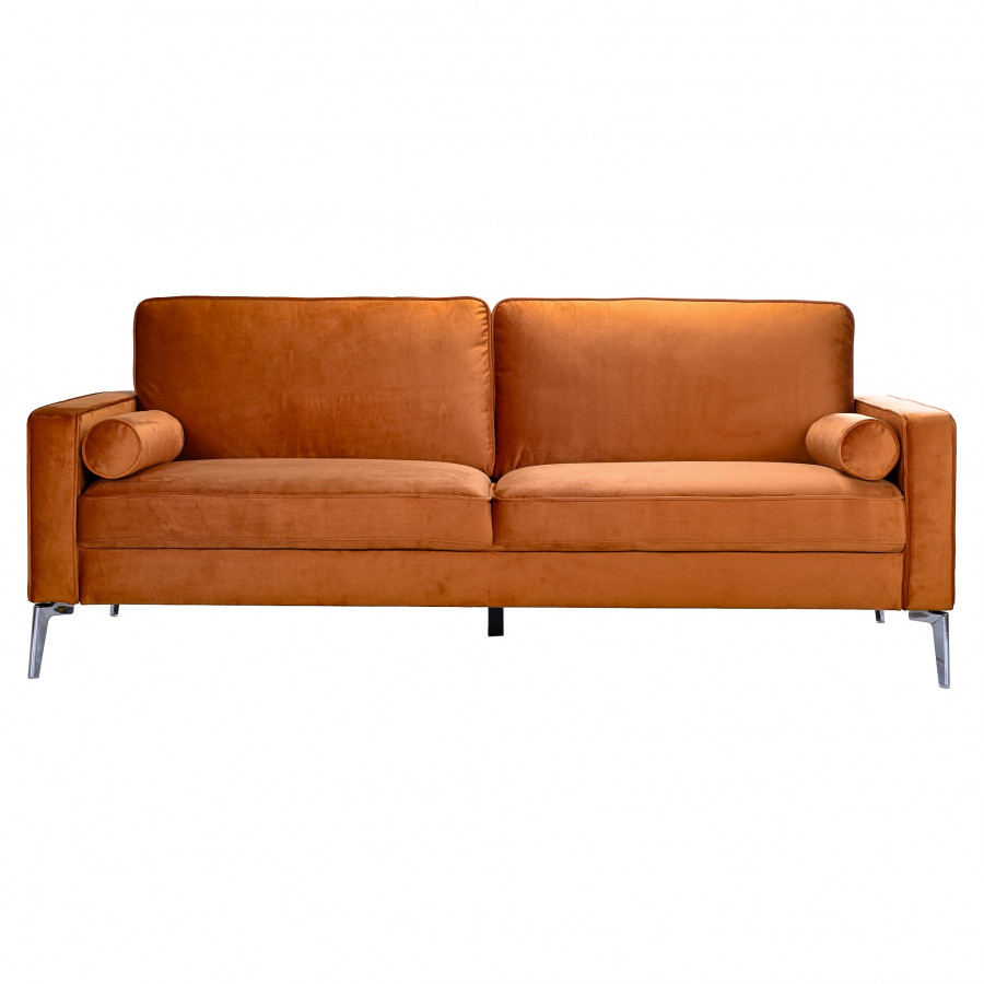 Ashcroft - Axten Orange Velvet Sofa
