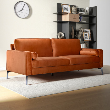 Ashcroft - Axten Orange Velvet Sofa