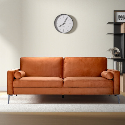 Ashcroft - Axten Orange Velvet Sofa
