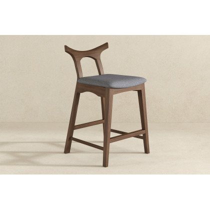 Ashcroft Hester Solid Wood Upholstered Square Bar Chair (Set Of 2) - Gray