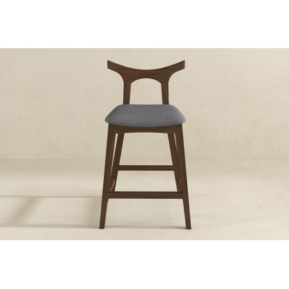 Ashcroft Hester Solid Wood Upholstered Square Bar Chair (Set Of 2) - Gray