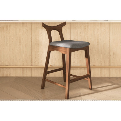 Ashcroft Hester Solid Wood Upholstered Square Bar Chair (Set Of 2) - Gray