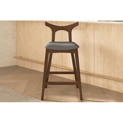Ashcroft Hester Solid Wood Upholstered Square Bar Chair (Set Of 2) - Gray