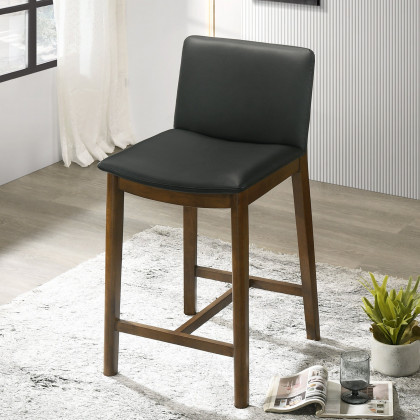 Ashcroft Shannon Counter Chair - Black Vegan Leather