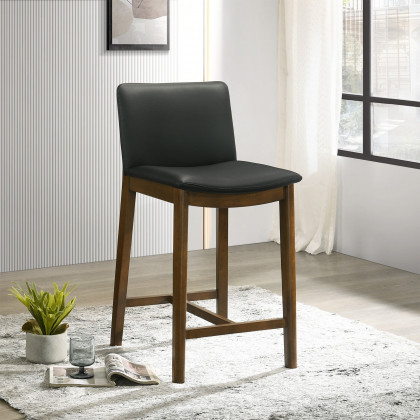 Ashcroft Shannon Counter Chair - Black Vegan Leather